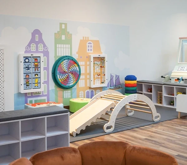 IKC speelhoek voor kinderen in kindercafe Bude Eins in Pempelfort Duitsland