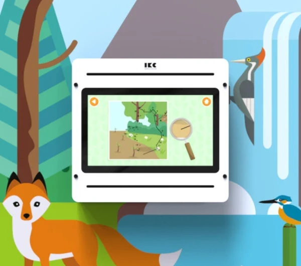 Kinderspeelhoek wanddesign met spelcomputer