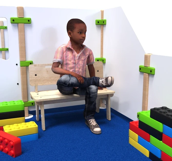 Op deze afbeelding ziet u kindermeubel buxus kinderbank hoog hout