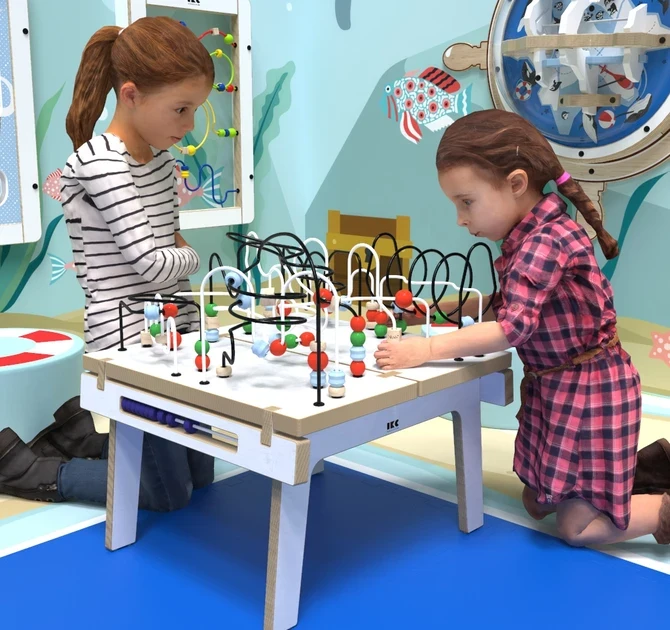 Op deze afbeelding ziet u kindermeubel buxus kralentafel wit