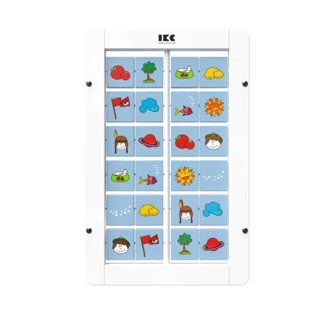 memory spel voor aan de wand met draaiende blokjes | IKC wandspel muurspel