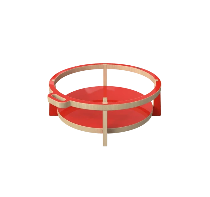 Houten krukje voor kinderen ontworpen voor ronde zachte zit elementen genaamd Soft Play | IKC Kindermeubels Softplay
