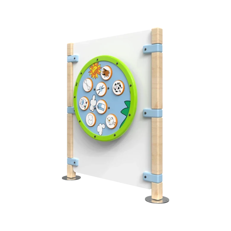 Hekwerk voor kinderhoek met een wandspel speelwiel | IKC Hekwerken