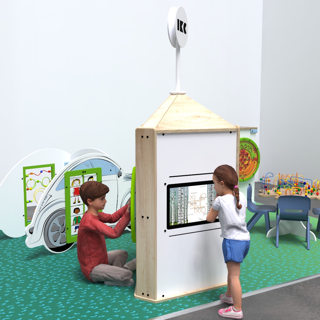 This image shows an interactive play system Playtower touch wood