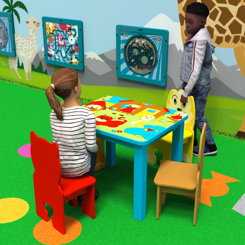 Dierentafel met bijpassende stoelen voor kinderen 