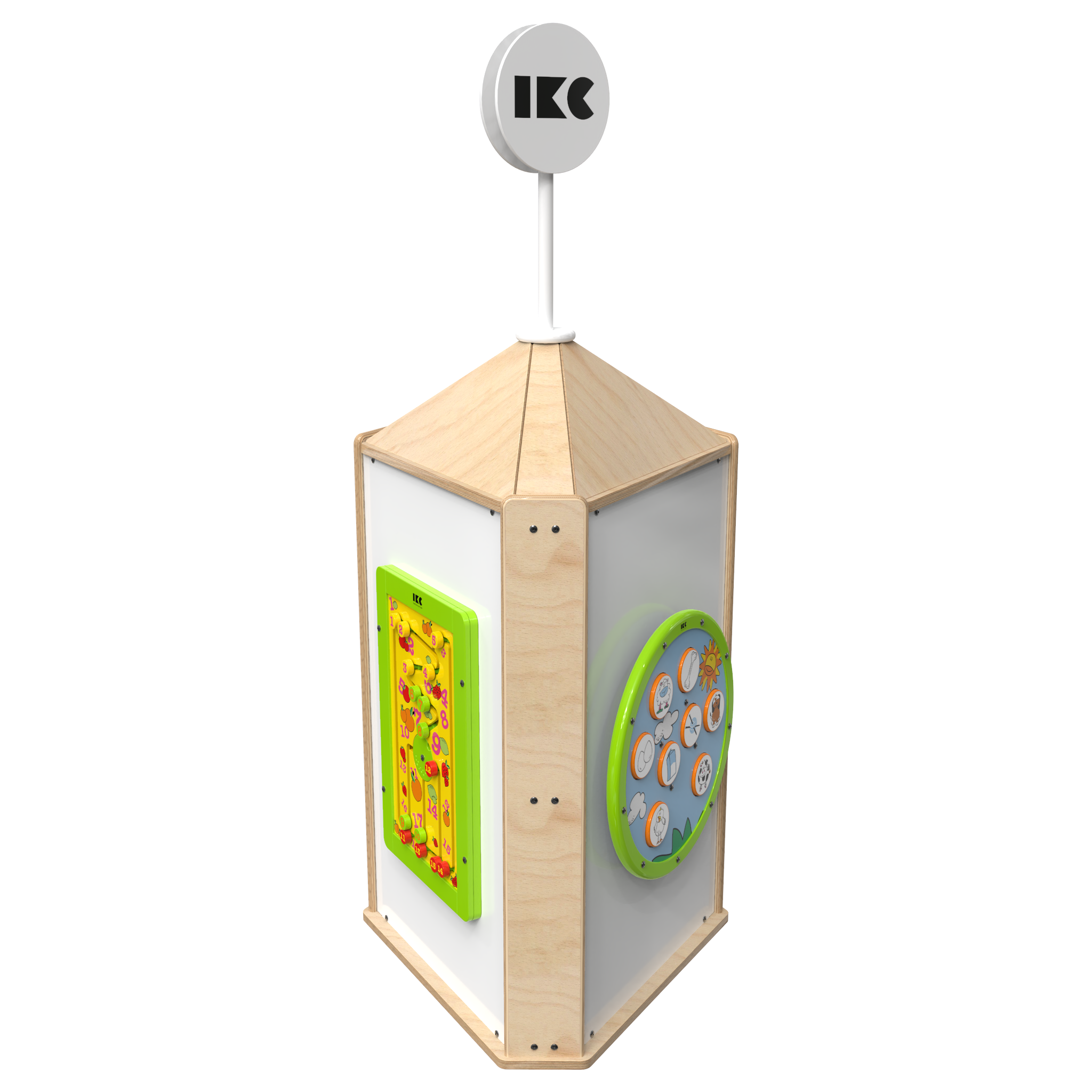 This image shows an interactive play system Playtower touch wood