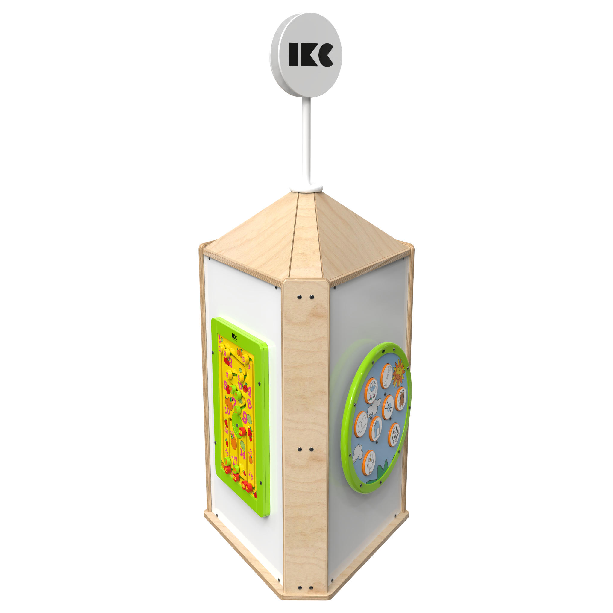 This image shows an interactive play system Playtower touch wood