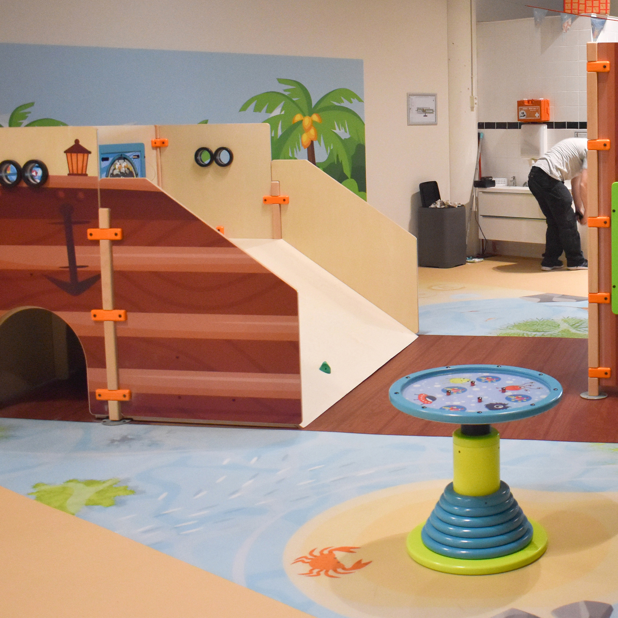 A vinyl floor in a day-care centre creates a unique experience for children