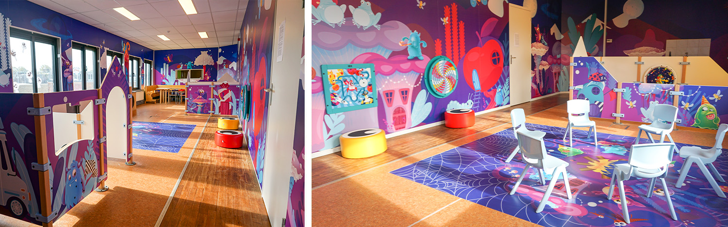 Kindergarten playroom with witch theme