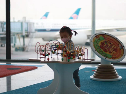 play area with bead table in public space