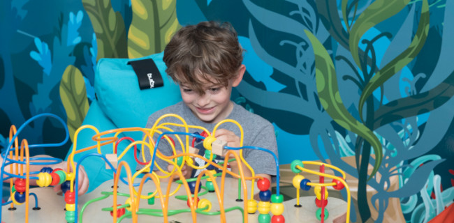 beads table for the stimulation of fine motor skills 