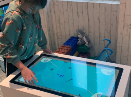 interactive play table for children in a restaurant
