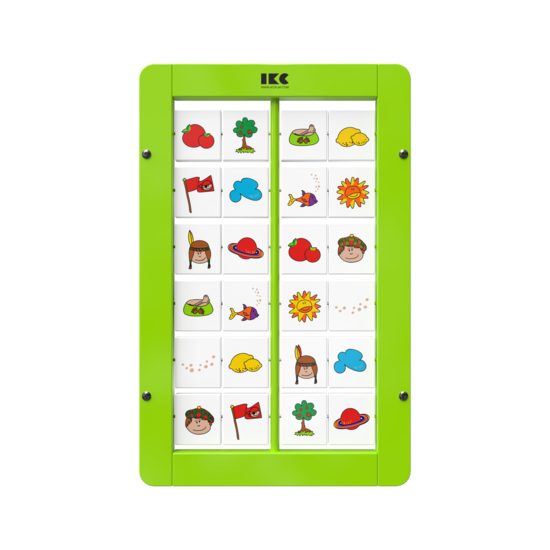 memory spel voor aan de wand met draaiende blokjes | IKC wandspel muurspel