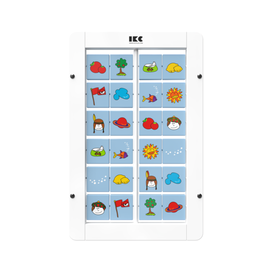 memory spel voor aan de wand met draaiende blokjes | IKC wandspel muurspel