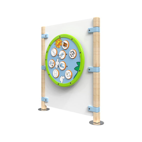 Hekwerk voor kinderhoek met een wandspel speelwiel | IKC Hekwerken